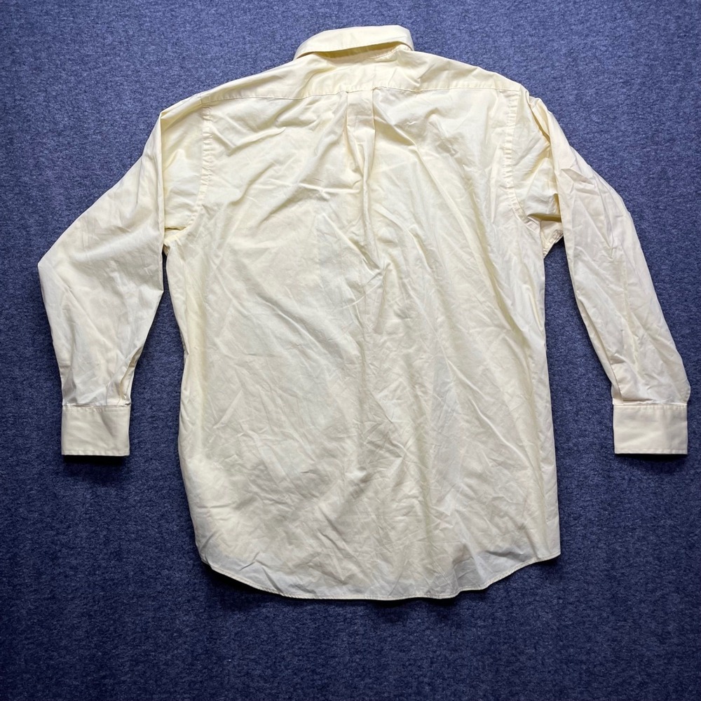 IZOD Dress Shirt Mens Large 16-16.5 32/33 Yellow All-Over Stretch Oeko Tex - Picture 12 of 16